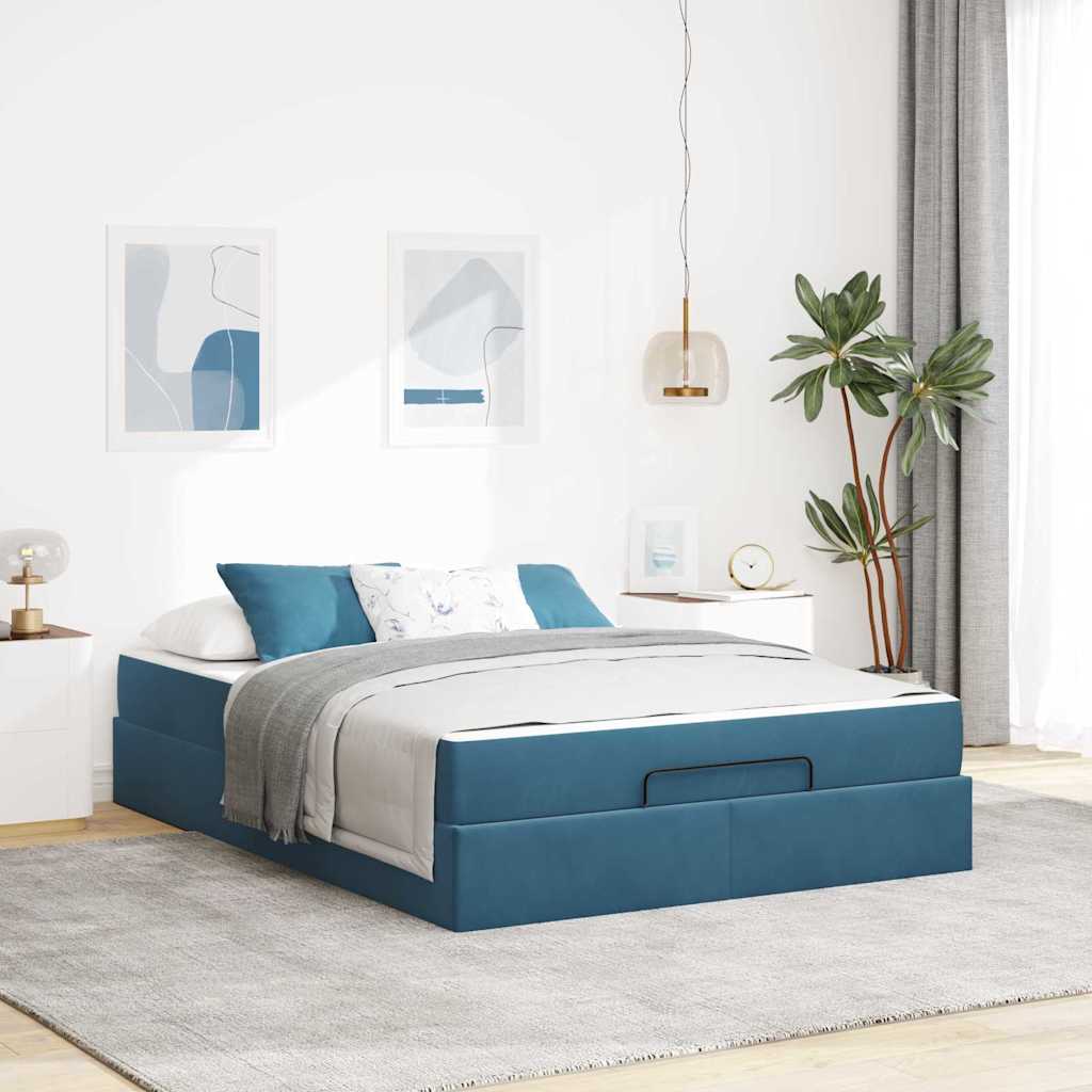Bettgestell Blau 140 x 200 cm Samt