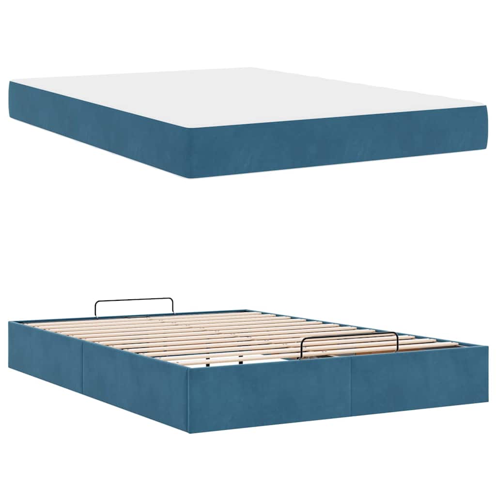 Bettgestell Blau 140 x 200 cm Samt
