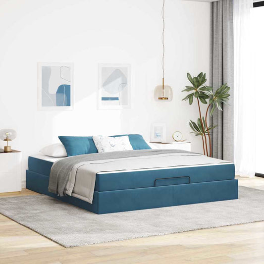Bettgestell Blau 180 x 200 cm Samt