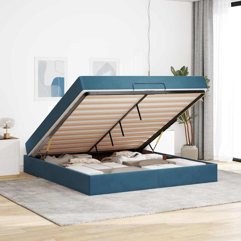 Bettgestell Blau 180 x 200 cm Samt