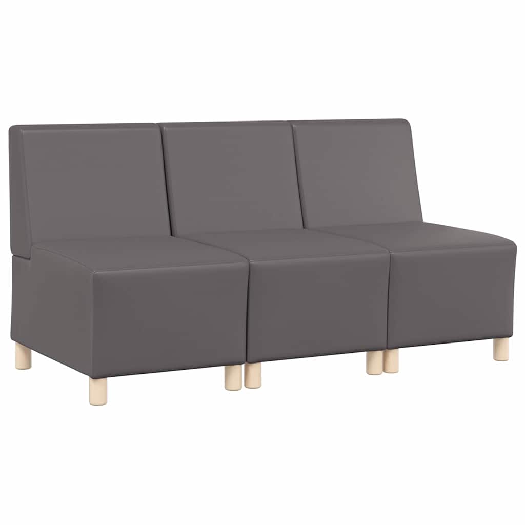 Modulares Armfreies Sofa 3 pcs Grau 55 x 74 x 82 cm Kunstleder