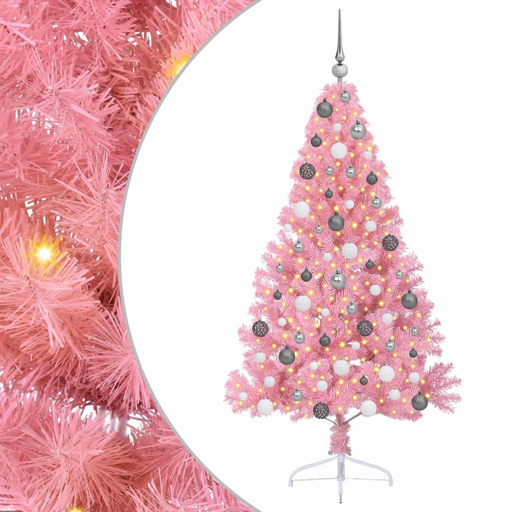 Weihnachtsbaum mit dekorativen Saitenlichtern Rosa 180 cm
