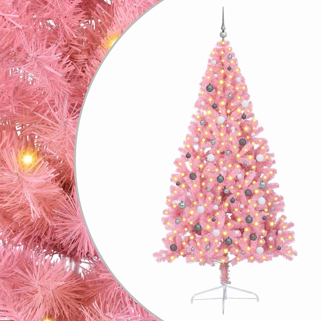 Weihnachtsbaum mit dekorativen Saitenlichtern Rosa 240 cm PVC