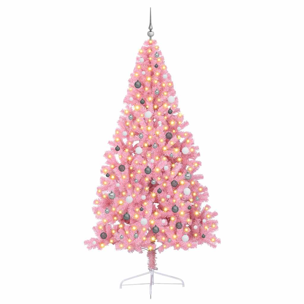 Weihnachtsbaum mit dekorativen Saitenlichtern Rosa 240 cm PVC
