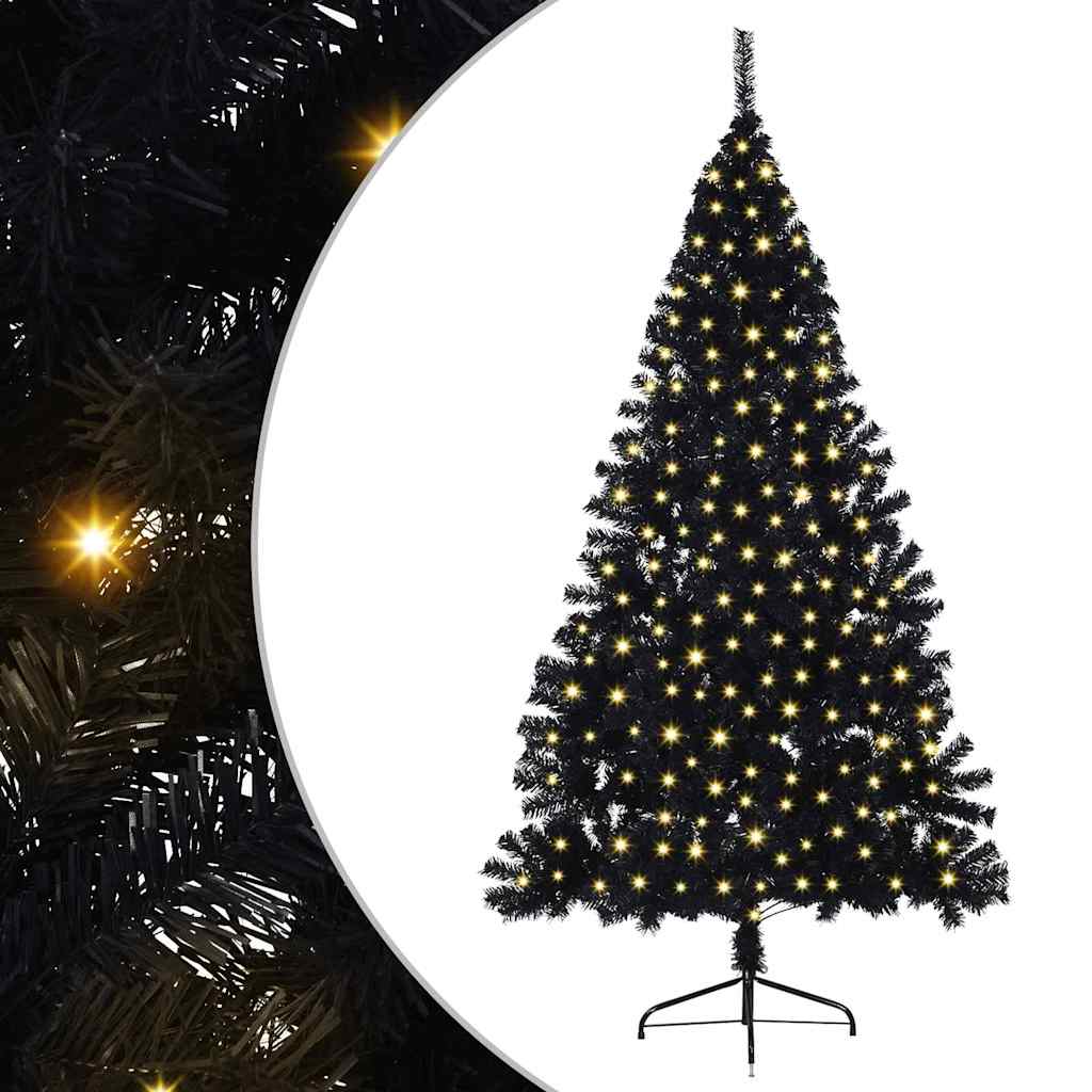 Weihnachtsbaum mit dekorativen Saitenlichtern Schwarz 210 cm
