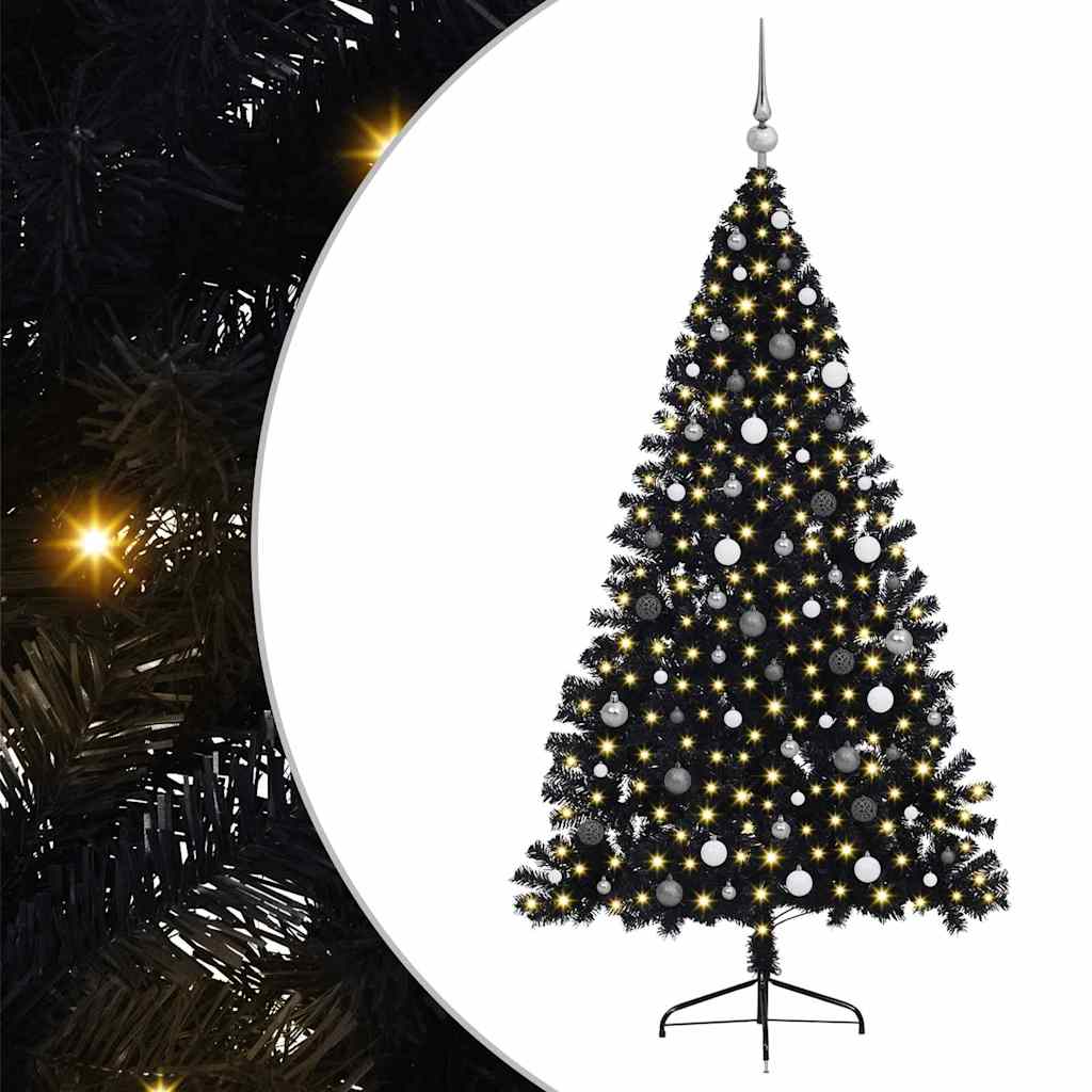Weihnachtsbaum mit dekorativen Saitenlichtern Schwarz 210 cm