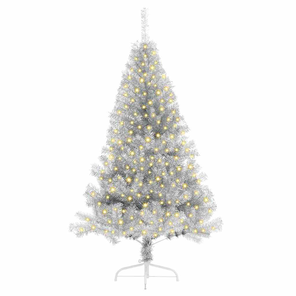 Weihnachtsbaum mit dekorativen Saitenlichtern Silber 180 cm