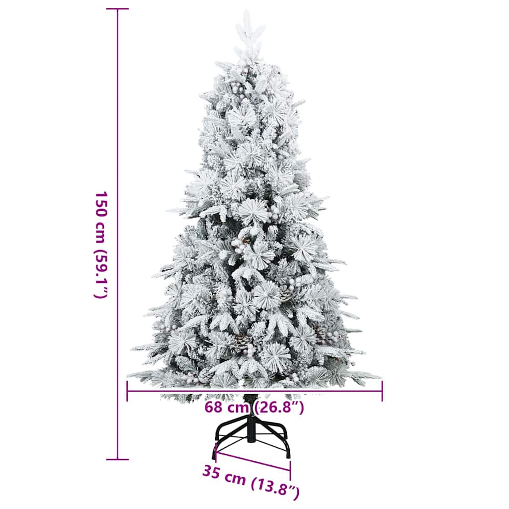 Künstlicher klappbarer Weihnachtsbaum Weiß 150 cm PE und PVC