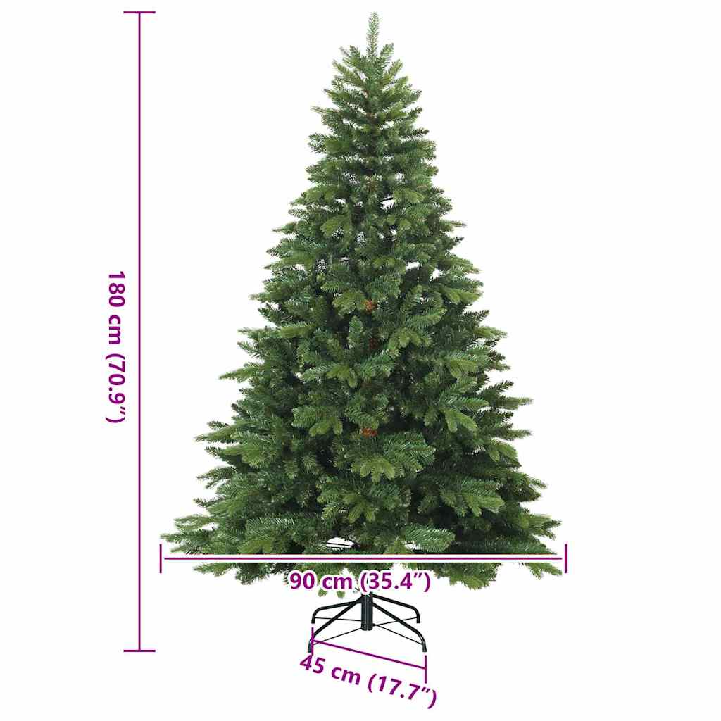 Künstlicher Weihnachtsbaum mit 300 LEDs Grün 180 cm PE und PVC
