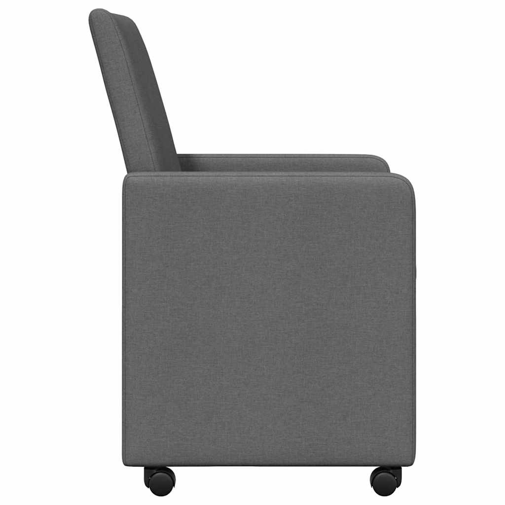 Esszimmerstühle mit Rad 2 pcs Dunkelgrau 57 x 66 x 94 cm Stoff