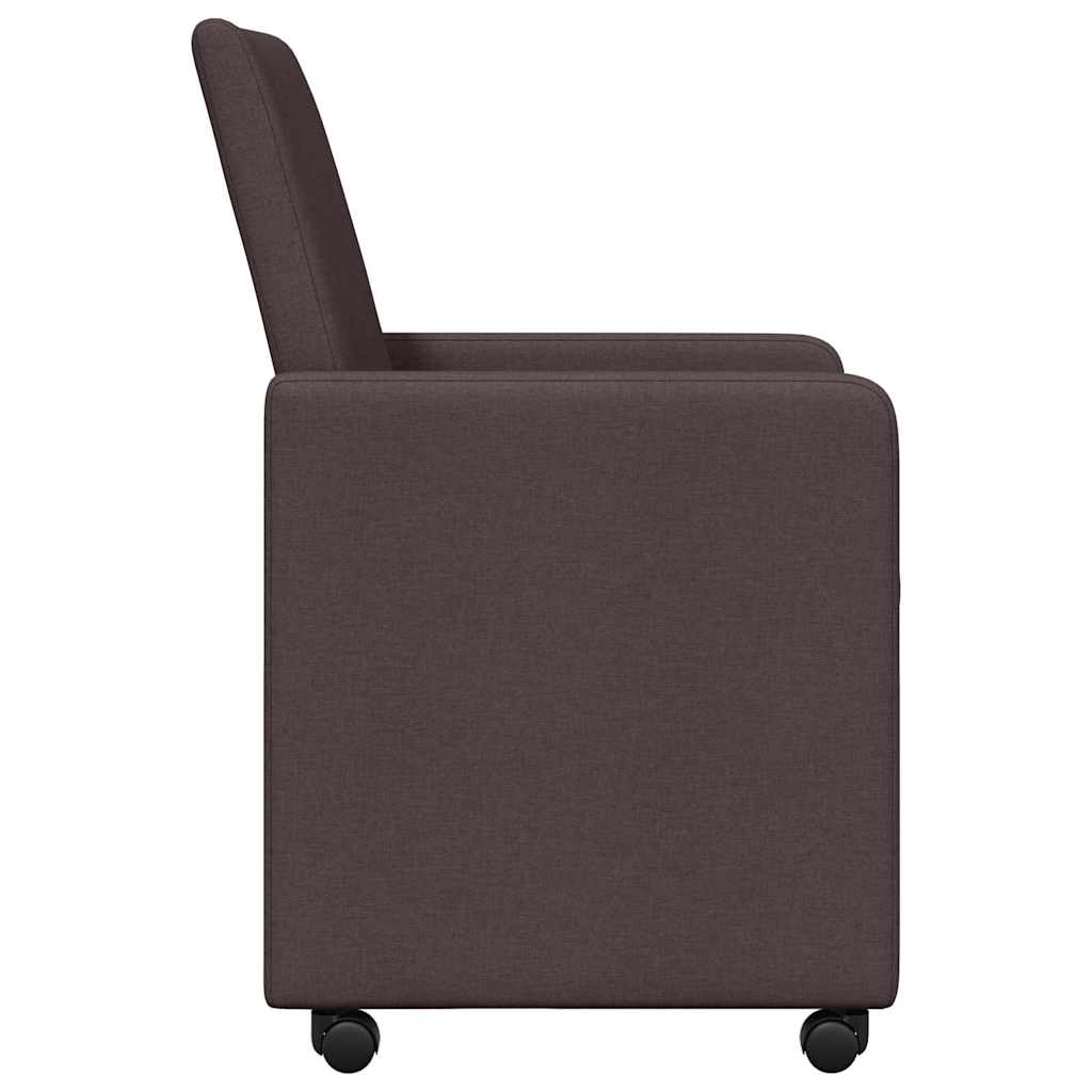 Esszimmerstühle mit Rad 2 pcs Dunkelbraun 57 x 66 x 94 cm Stoff