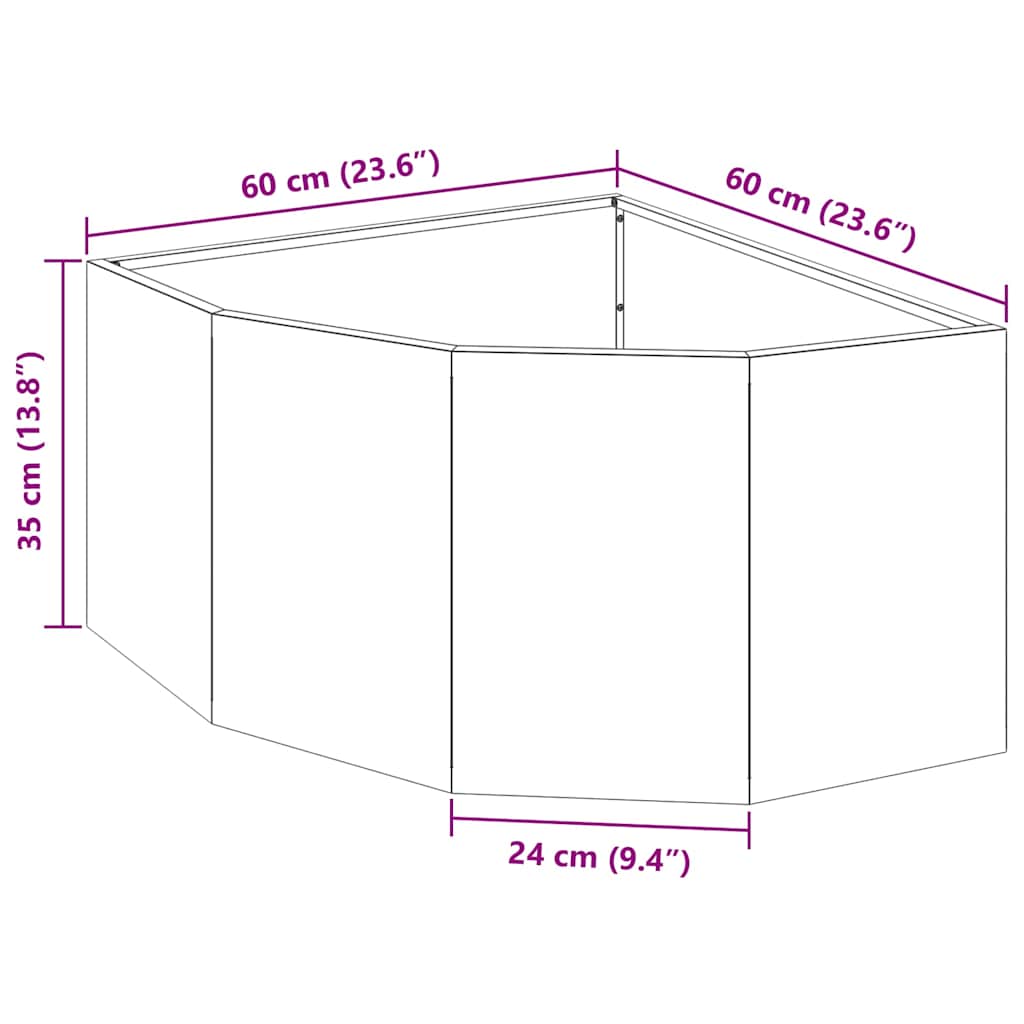 Eckpflanzer Silber 60 x 60 x 35 cm Verzinkter Stahl