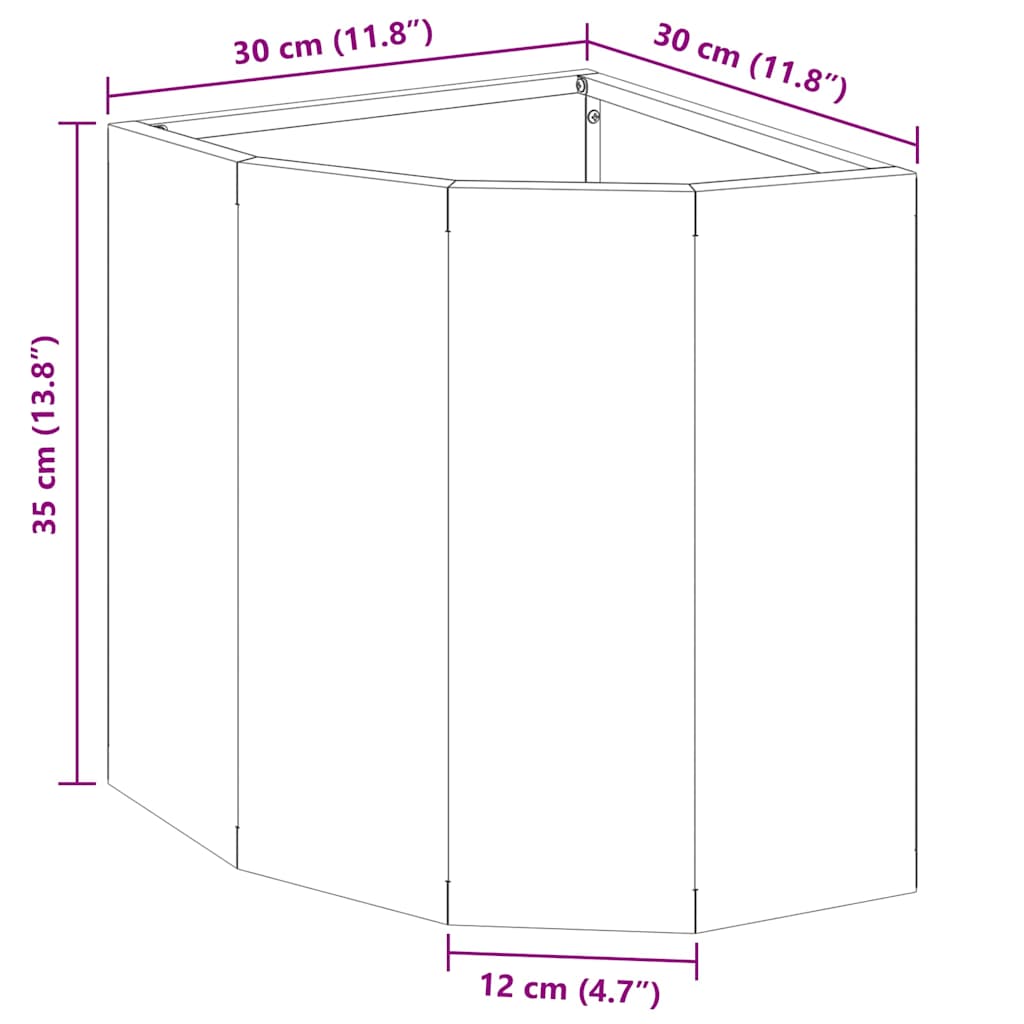 Eckpflanzer Schwarz 30 x 30 x 35 cm Stahl