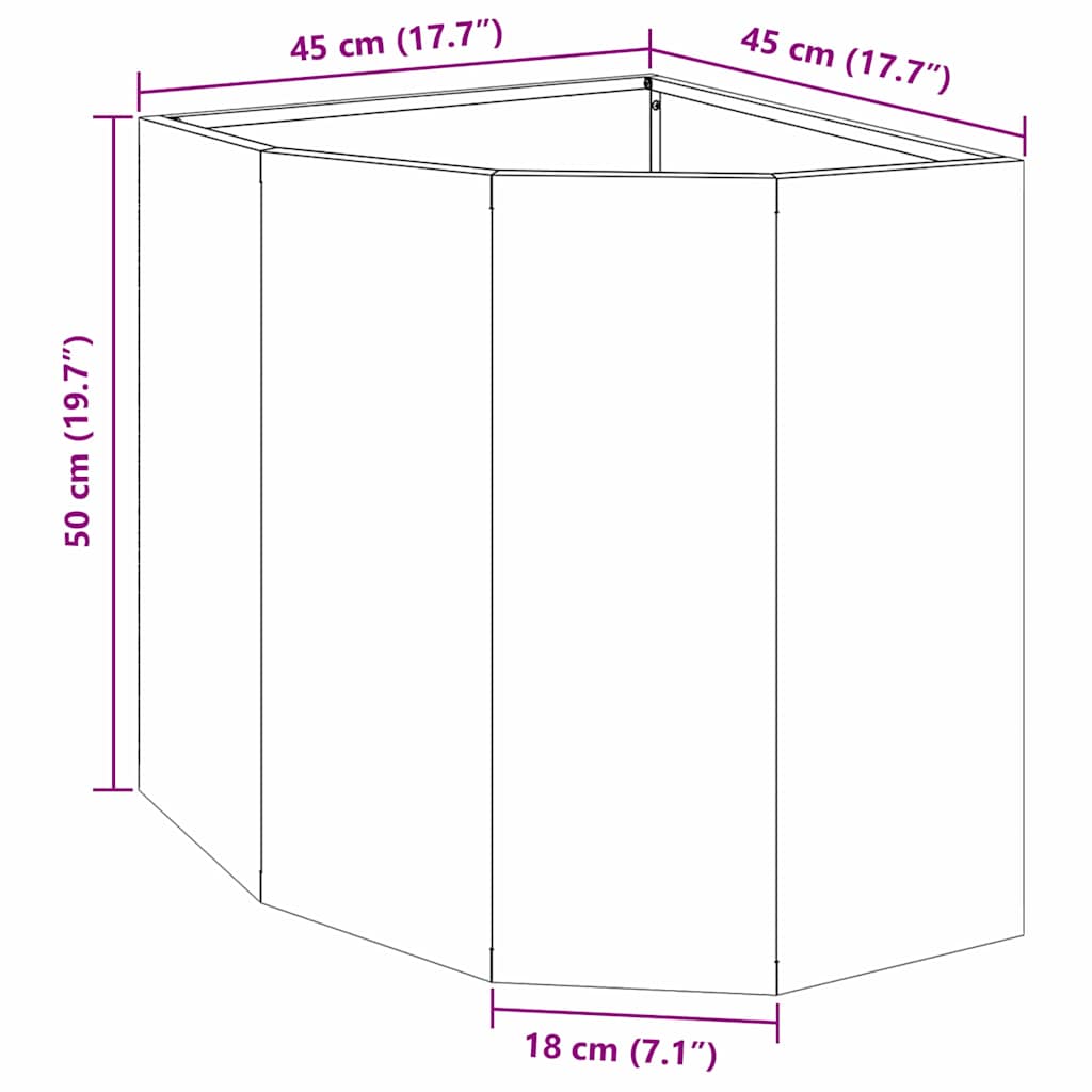 Eckpflanzer Silber 45 x 45 x 50 cm Verzinkter Stahl