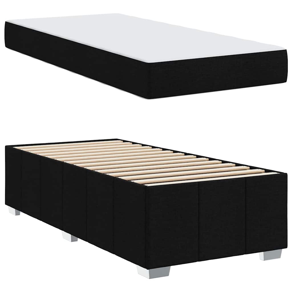 Bettgestell mit Matratze Schwarz 100 x 200 cm Stoff