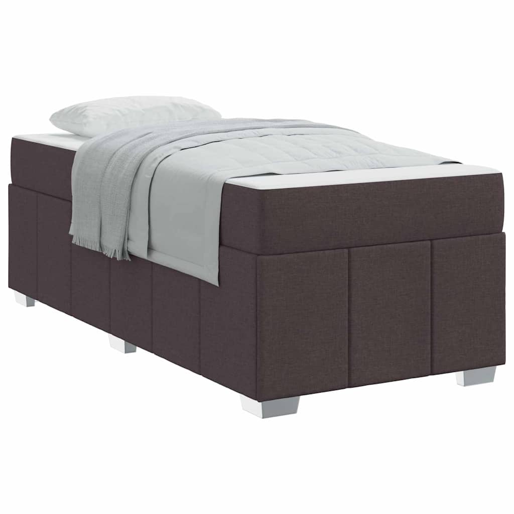 Bettgestell mit Matratze Dunkelbraun 100 x 200 cm Stoff