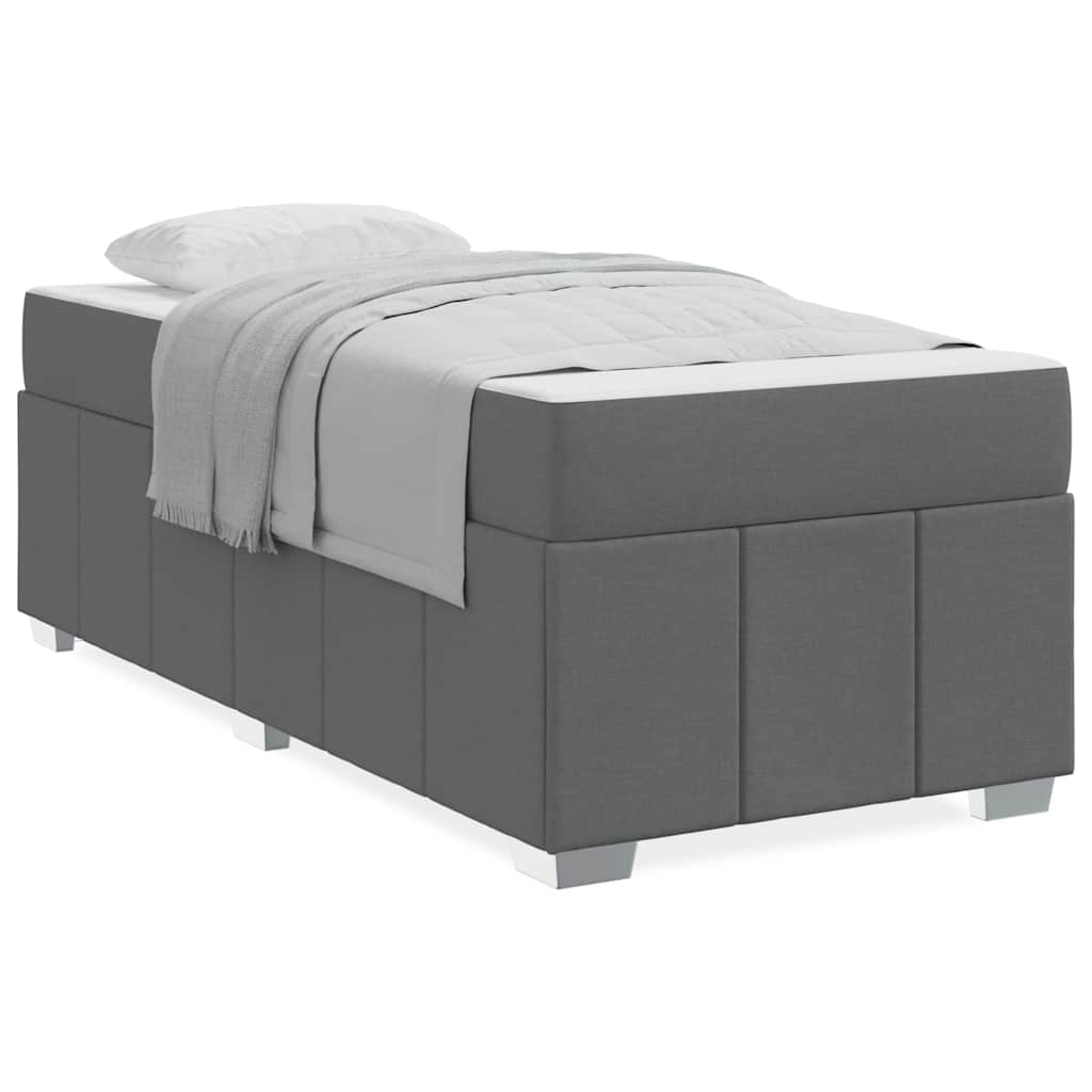 Bettgestell mit Matratze Dunkelgrau 120 x 190 cm Stoff