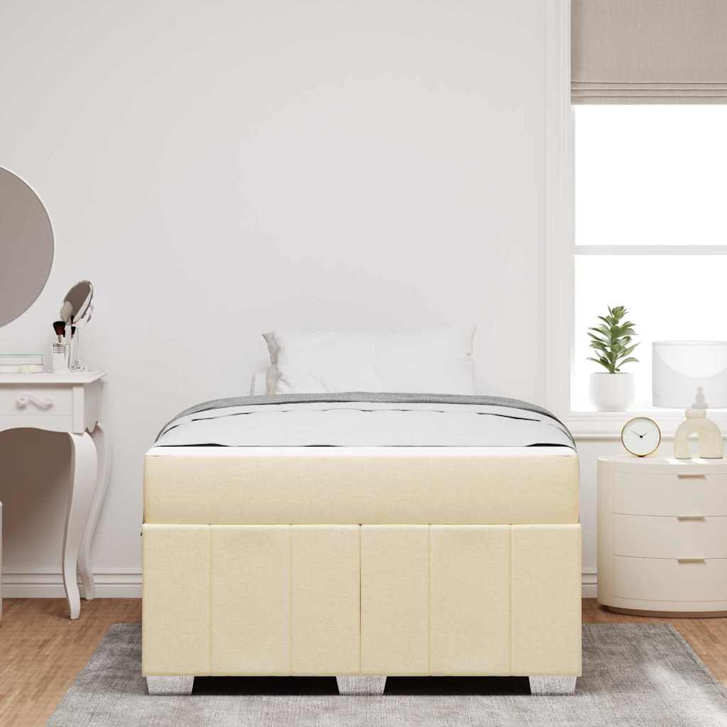 Bettgestell mit Matratze Creme 120 x 190 cm Stoff