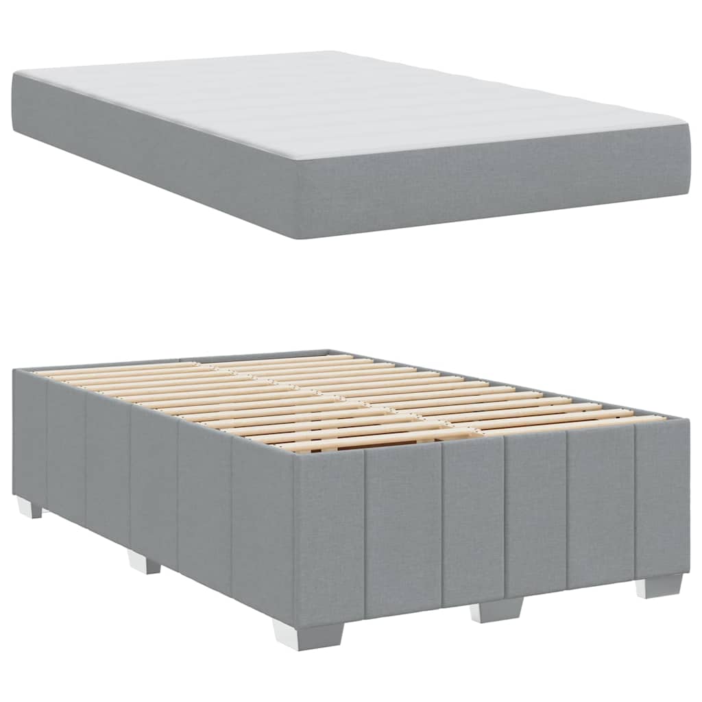 Bettgestell mit Matratze Hellgrau 120 x 200 cm Stoff