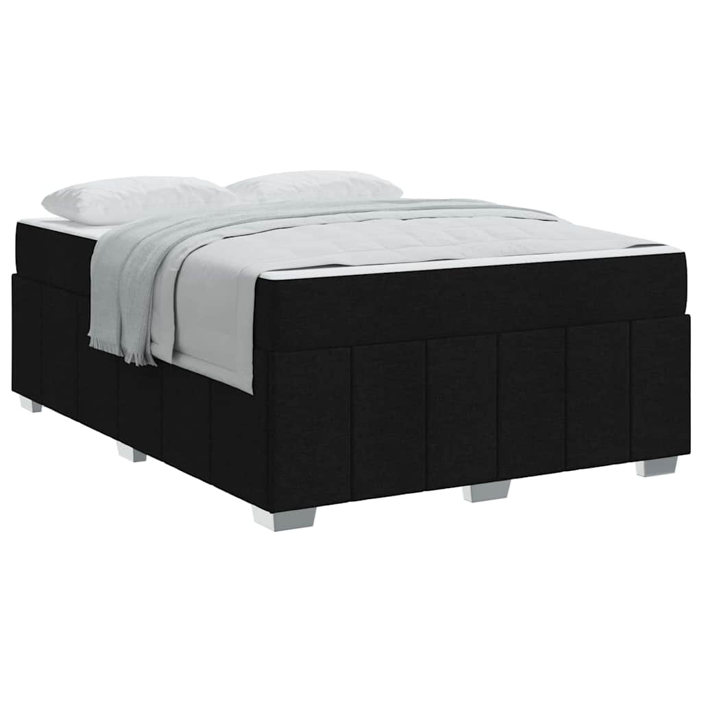 Bettgestell mit Matratze Schwarz 140 x 200 cm Stoff