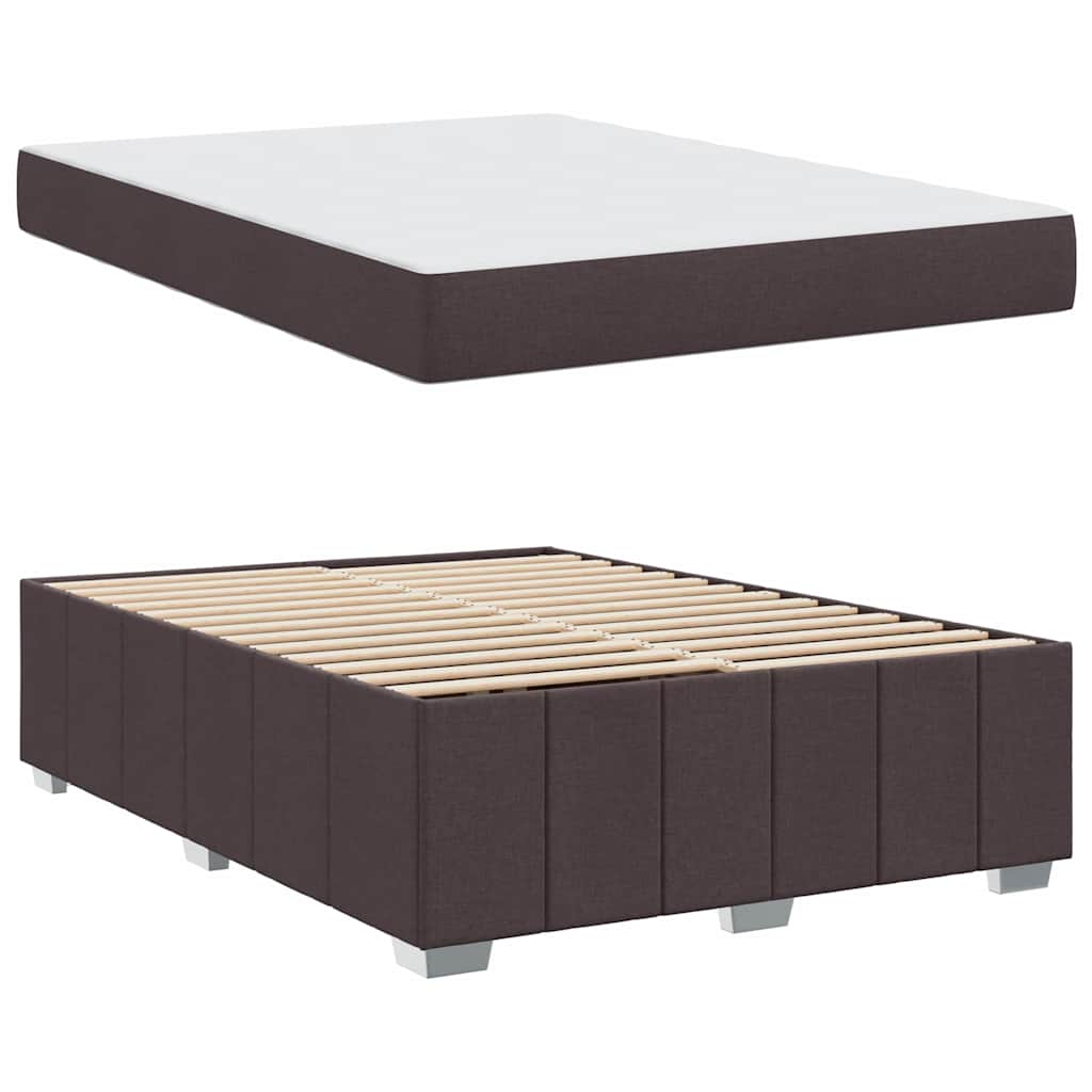 Bettgestell mit Matratze Dunkelbraun 140 x 200 cm Stoff