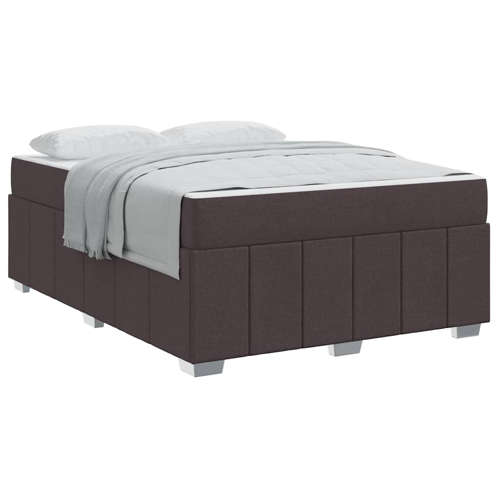 Bettgestell mit Matratze Dunkelbraun 140 x 200 cm Stoff