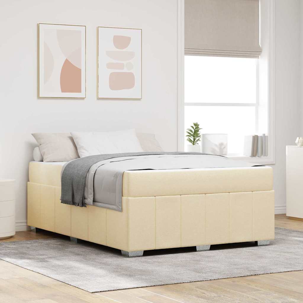 Bettgestell mit Matratze Creme 140 x 200 cm Stoff