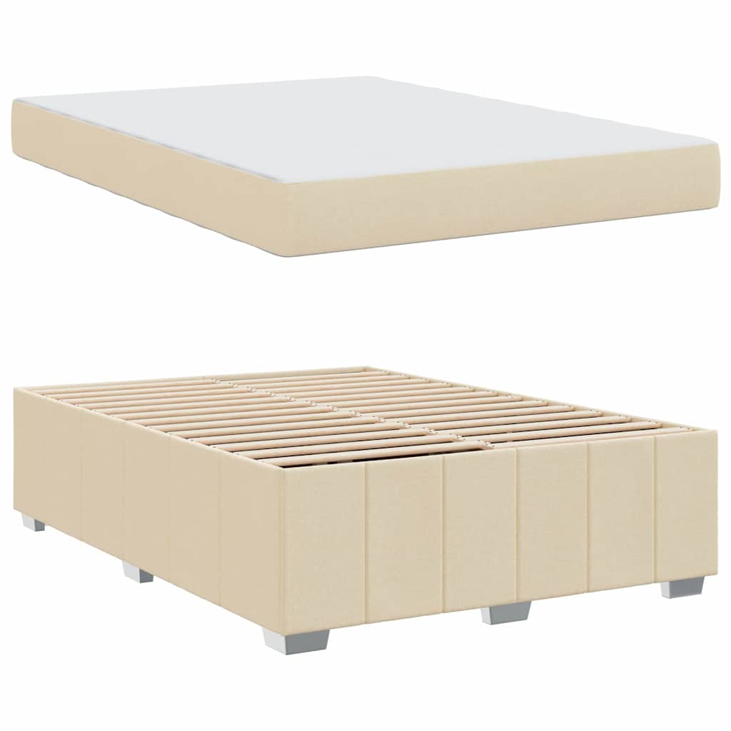 Bettgestell mit Matratze Creme 140 x 200 cm Stoff