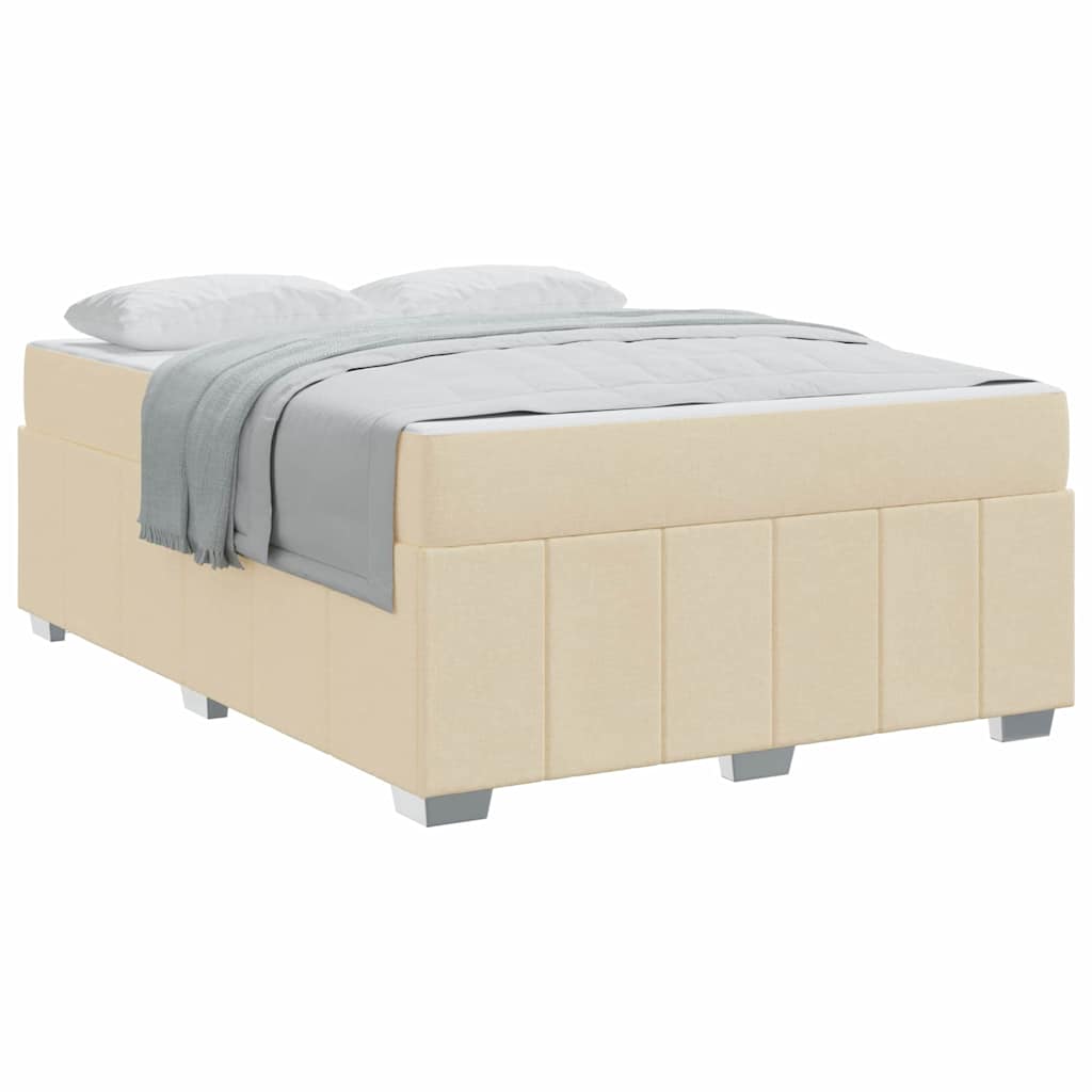 Bettgestell mit Matratze Creme 140 x 200 cm Stoff