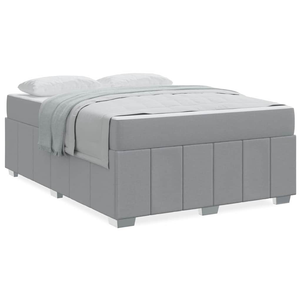 Bettgestell mit Matratze Hellgrau 160 x 200 cm Stoff