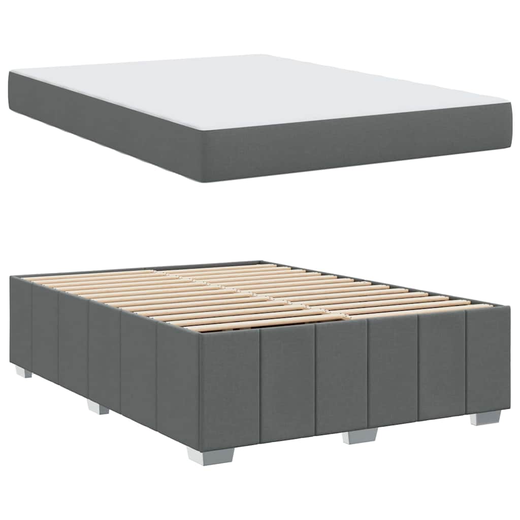 Bettgestell mit Matratze Dunkelgrau 160 x 200 cm Stoff