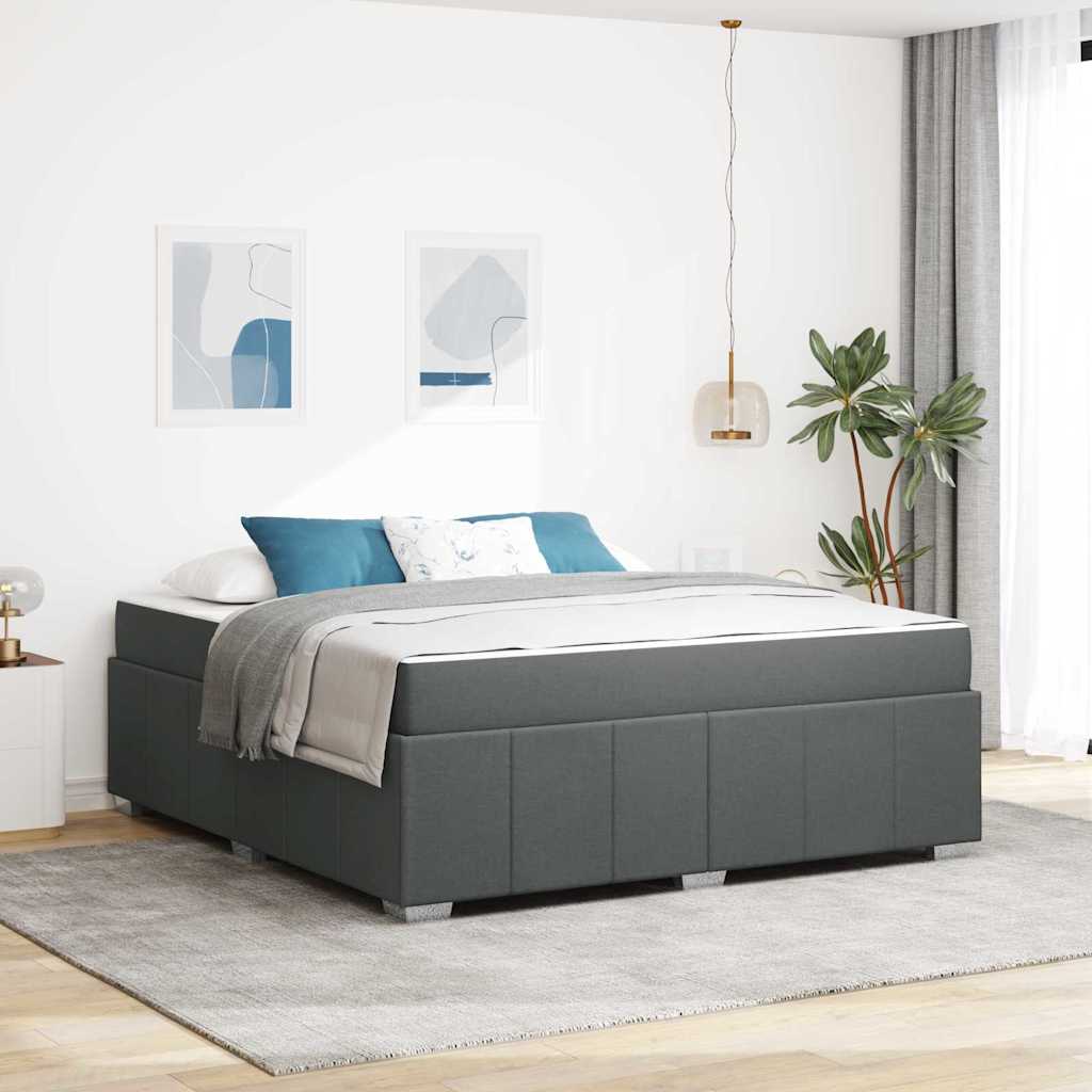 Bettgestell mit Matratze Dunkelgrau 180 x 200 cm Stoff
