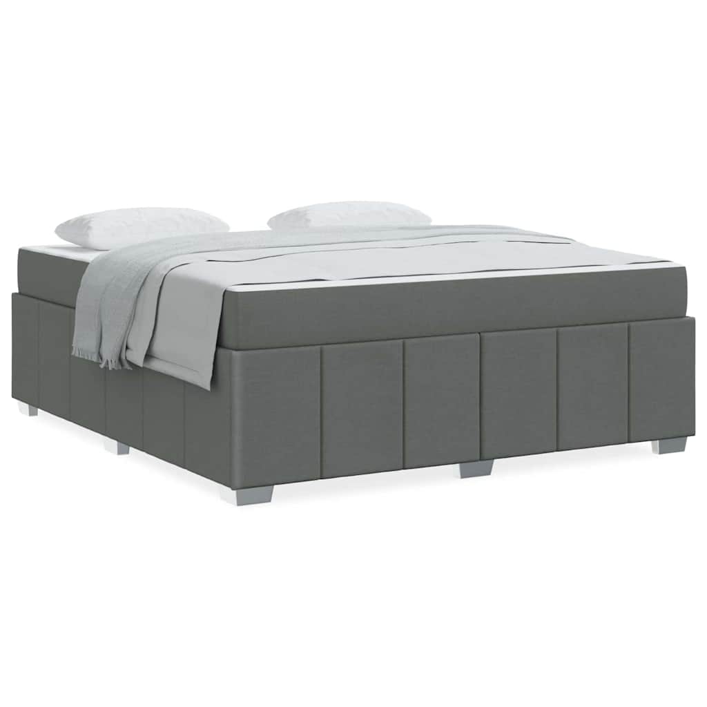 Bettgestell mit Matratze Dunkelgrau 180 x 200 cm Stoff