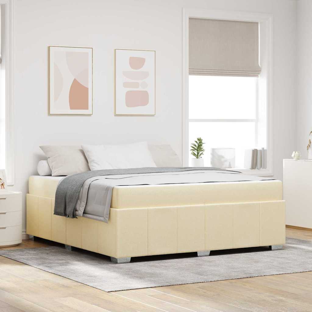 Bettgestell mit Matratze Creme 180 x 200 cm Stoff