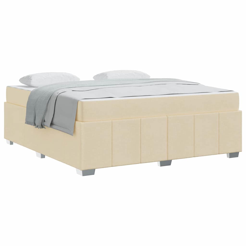 Bettgestell mit Matratze Creme 180 x 200 cm Stoff