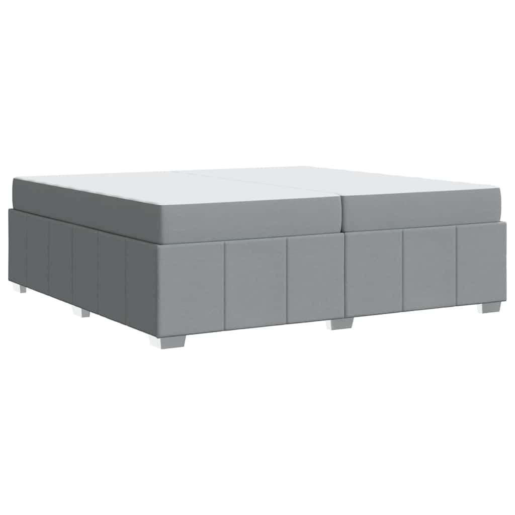 Bettgestell mit Matratze Hellgrau 200 x 200 cm Stoff