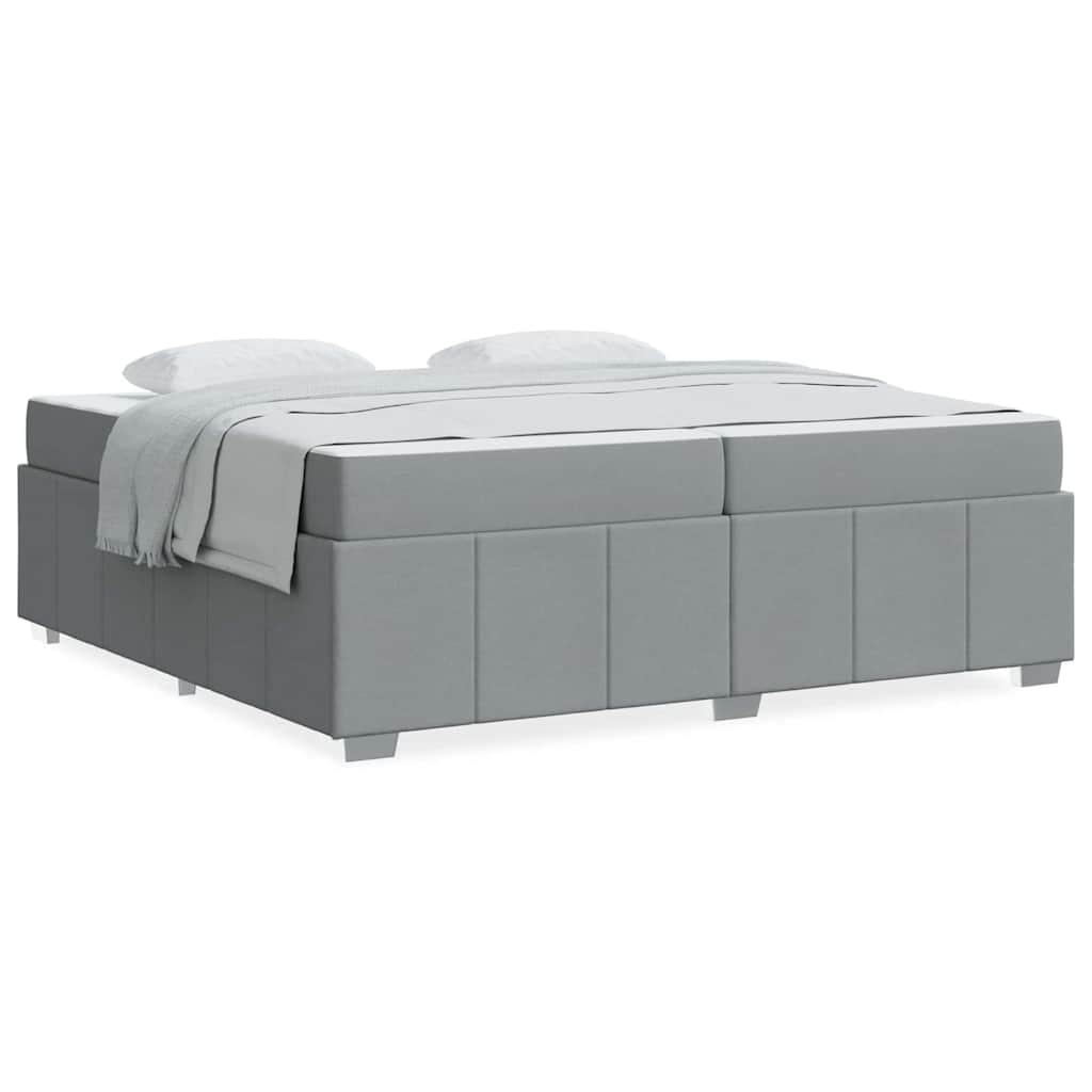Bettgestell mit Matratze Hellgrau 200 x 200 cm Stoff