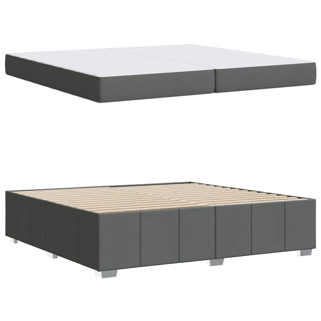 Bettgestell mit Matratze Dunkelgrau 200 x 200 cm Stoff