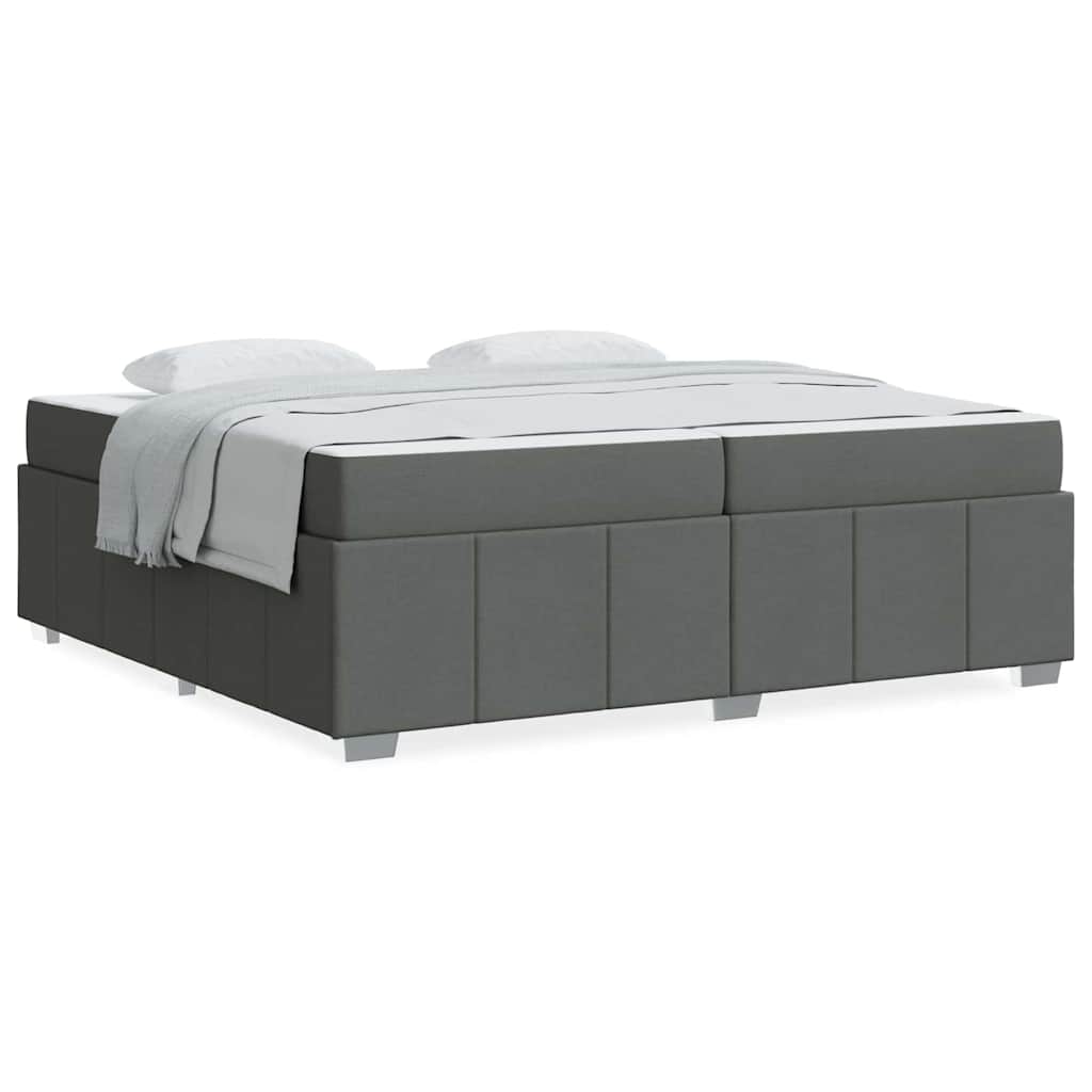 Bettgestell mit Matratze Dunkelgrau 200 x 200 cm Stoff
