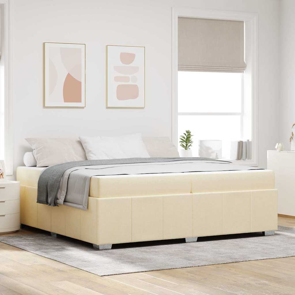 Bettgestell mit Matratze Creme 200 x 200 cm Stoff