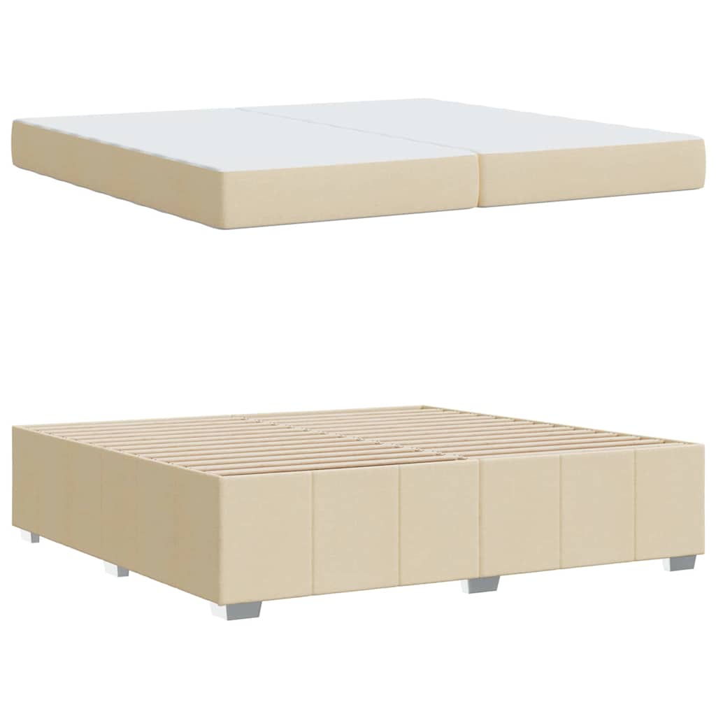 Bettgestell mit Matratze Creme 200 x 200 cm Stoff