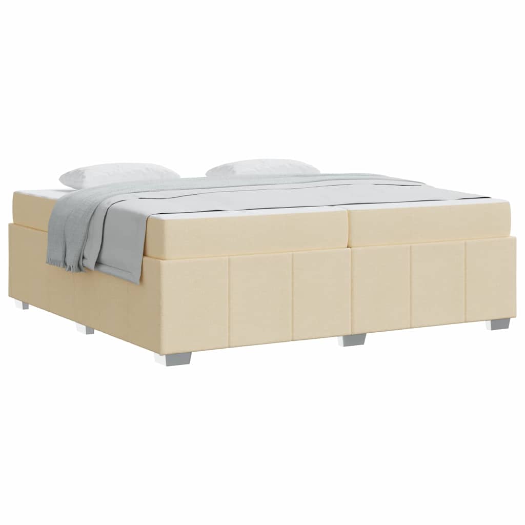 Bettgestell mit Matratze Creme 200 x 200 cm Stoff