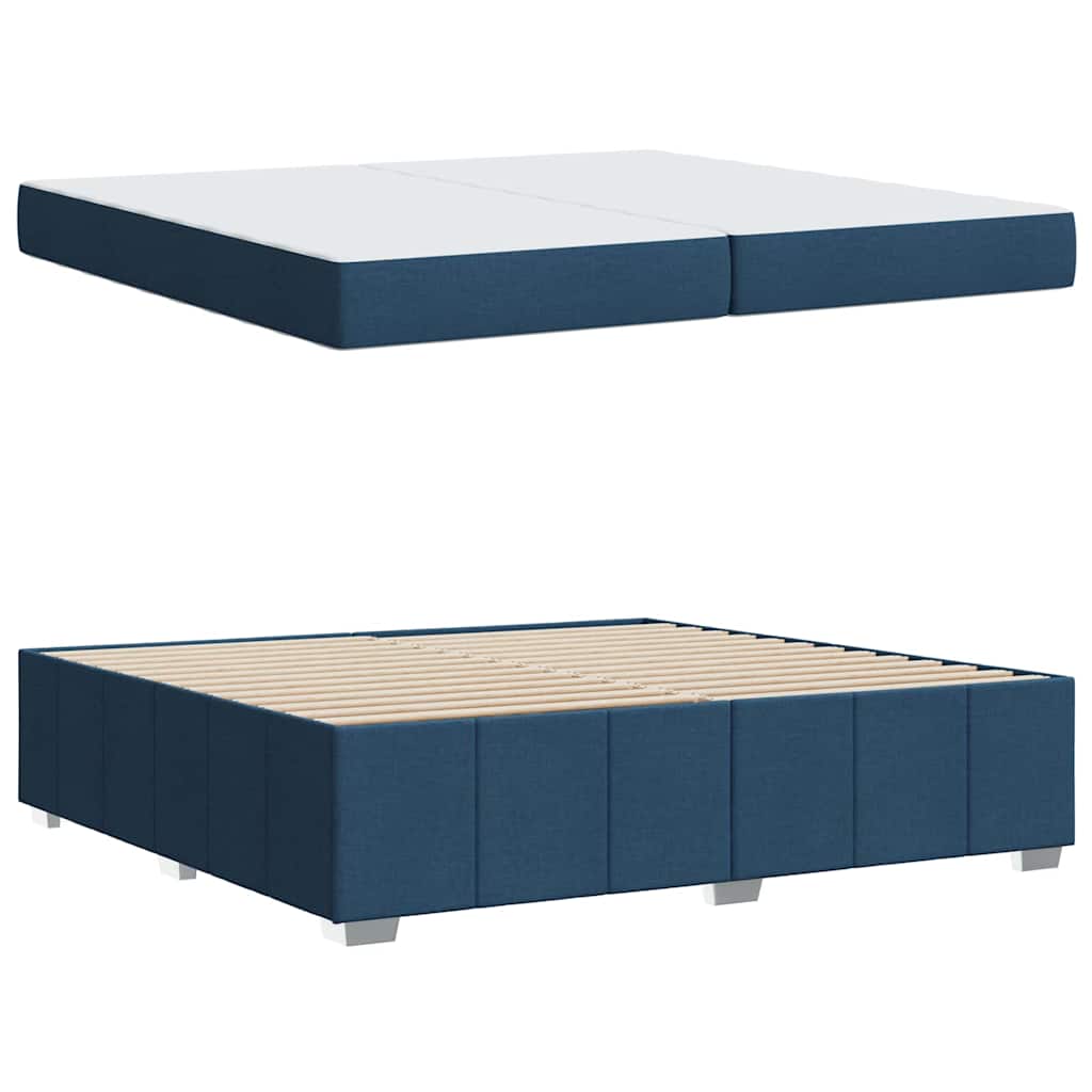 Bettgestell mit Matratze Blau 200 x 200 cm Stoff