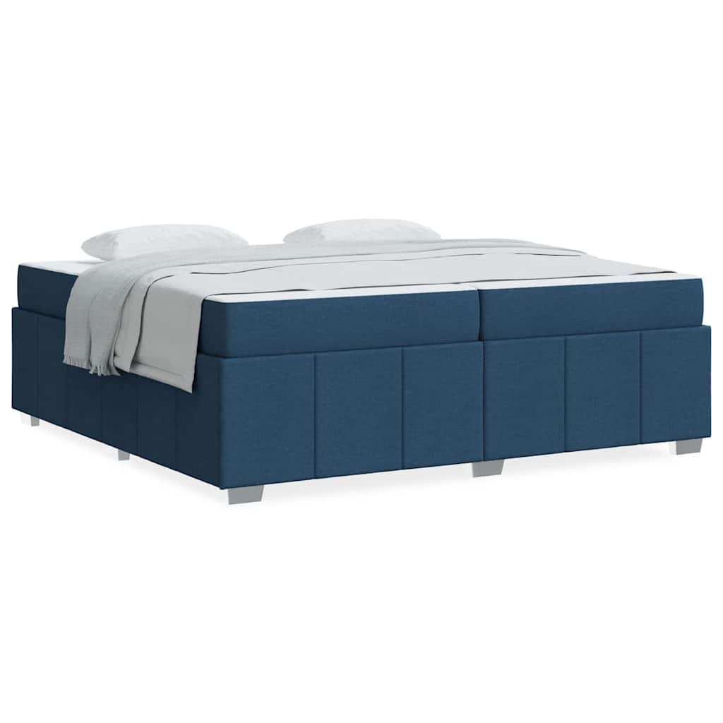 Bettgestell mit Matratze Blau 200 x 200 cm Stoff