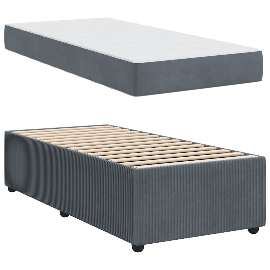 Bettgestell mit Matratze Dunkelgrau 80 x 200 cm Samt