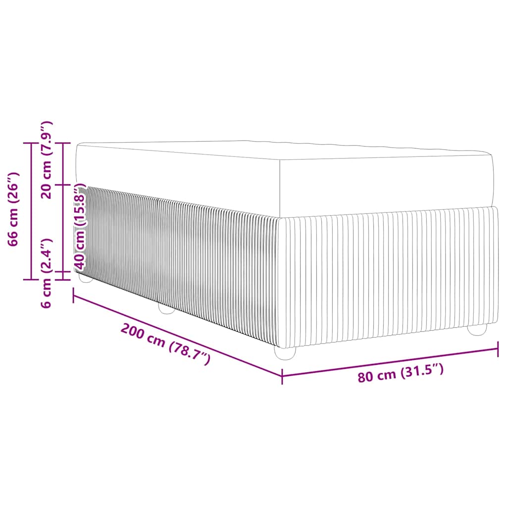 Bettgestell mit Matratze Dunkelgrau 80 x 200 cm Samt