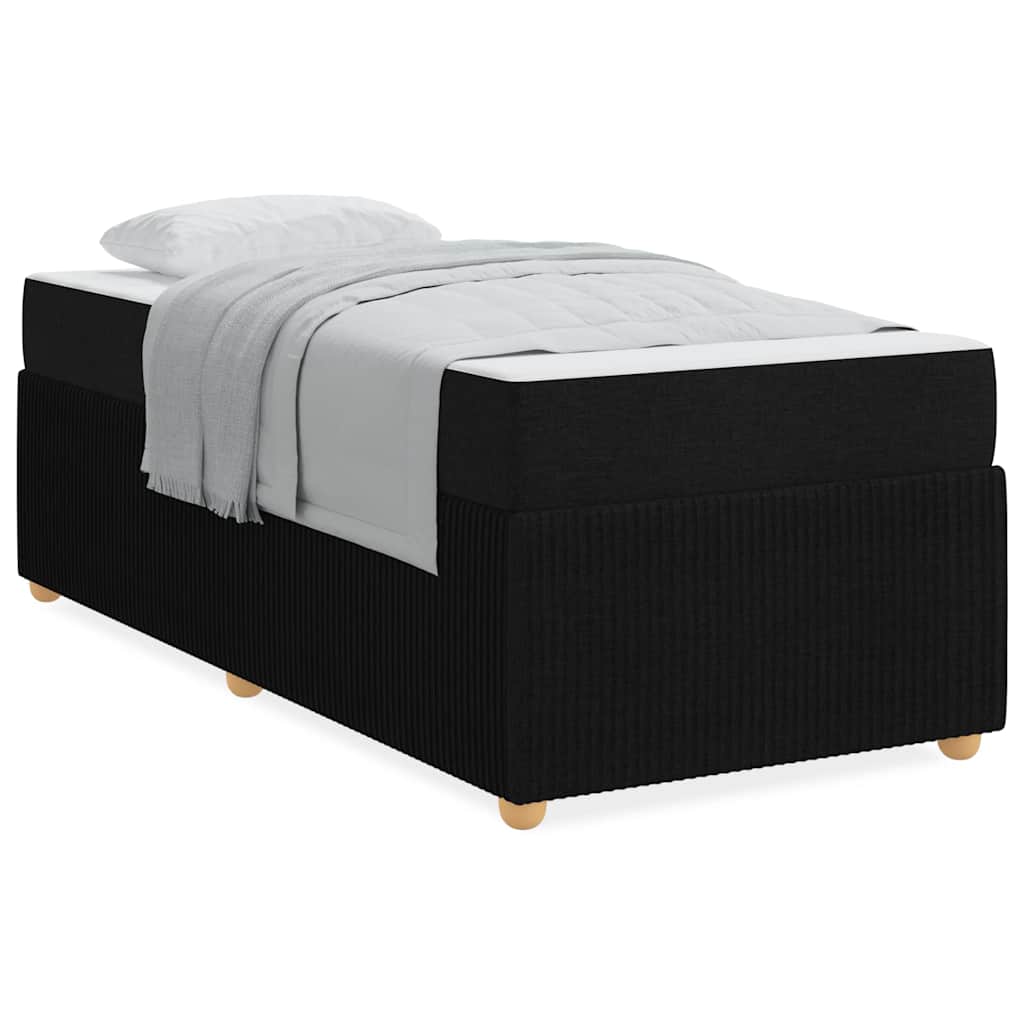 Bettgestell mit Matratze mit Matratze Schwarz 90 x 190 cm Stoff