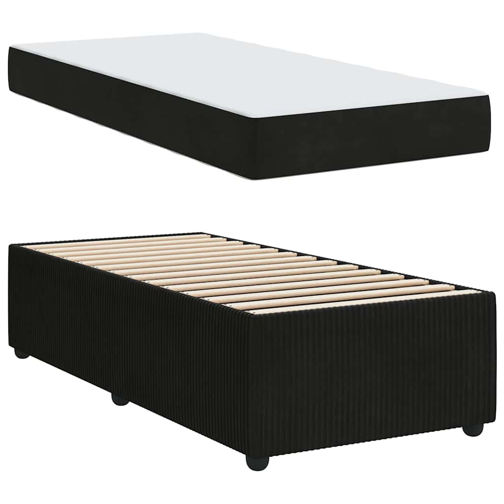 Bettgestell mit Matratze mit Matratze Schwarz 90 x 190 cm Samt