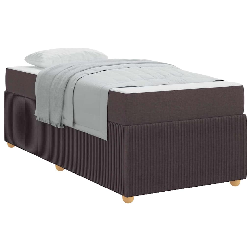 Bettgestell mit Matratze Dunkelbraun 90 x 200 cm Stoff