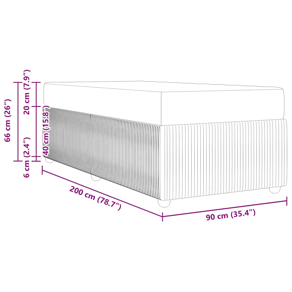 Bettgestell mit Matratze Dunkelgrau 90 x 200 cm Samt